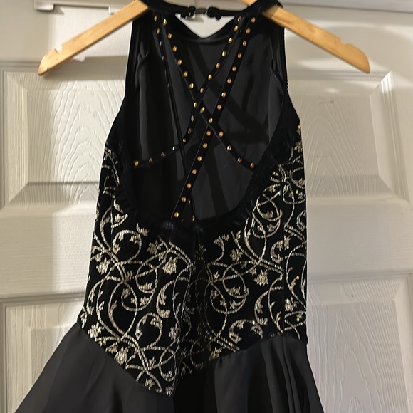 Ice dance dress Women’s Large in black & gold with added Swarovski crystals - Picture 2 of 10